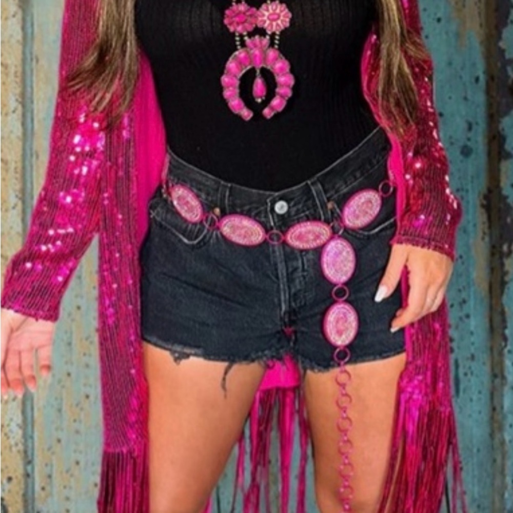 Pink sequin duster